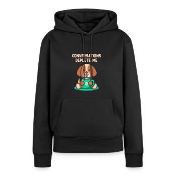 Les conversations m’épuisent problème introverti - Sweat à capuche Premium bio Femme - noir - Devant - Julia (174cm)