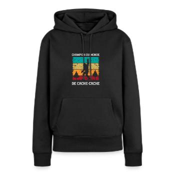 champion du monde de cache-cache - Sweat à capuche Premium bio Femme - noir - Devant - Julia (174cm)