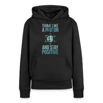 Penser comme Proton - la science - Sweat à capuche Premium bio Femme - noir - Devant - Julia (174cm)