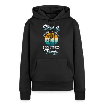 Skifahren Pistensau Skipiste - Frauen Premium Bio Hoodie - Schwarz - Vorne - Julia (174cm)