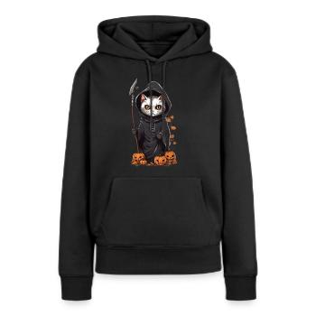 Mignon Halloween Cat Druide Costume - Sweat à capuche Premium bio Femme - noir - Devant - Julia (174cm)