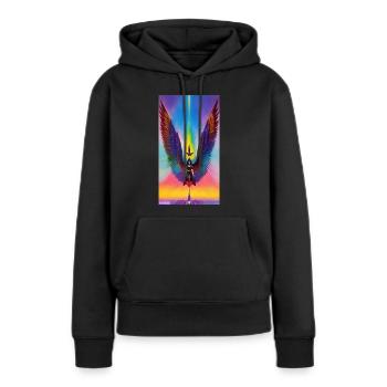 Wings of Liberation - Frauen Premium Bio Hoodie - Schwarz - Vorne - Julia (174cm)