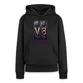 Puissance du V8 - Sweat à capuche Premium bio Femme - noir - Devant - Julia (174cm)