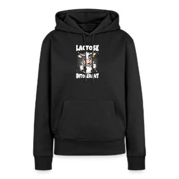 Vache laitière intolérante au lactose - Sweat à capuche Premium bio Femme - noir - Devant - Julia (174cm)