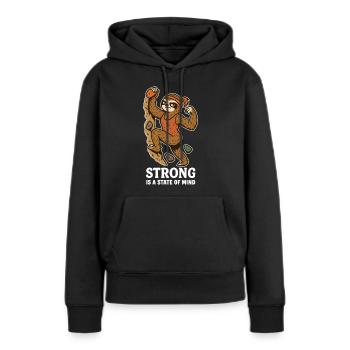 Strong Is a State of Mind – Boulder Faultier Frau - Sweat à capuche Premium bio Femme - noir - Devant - Julia (174cm)