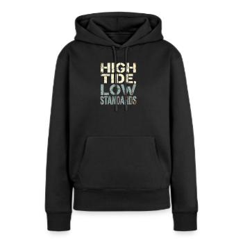 Seefahrer Design  - Frauen Premium Bio Hoodie - Schwarz - Vorne - Julia (174cm)