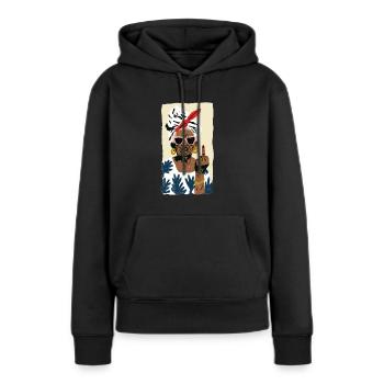 Style Grand-mère Espiègle - Sweat à capuche Premium bio Femme - noir - Devant - Julia (174cm)