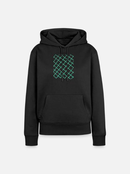 Gitter Muster in Türkis - Frauen Premium Bio Hoodie - Schwarz