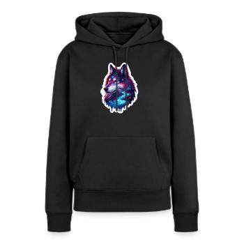 Wolve céleste - Sweat à capuche Premium bio Femme - noir - Devant - Julia (174cm)