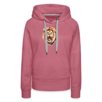 Tête de Lion - Sweat à capuche Premium bio Femme - mauve - Devant - Isabella (175cm)