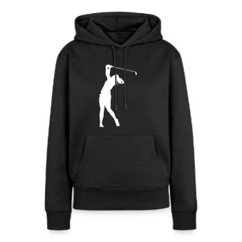 Golf Golfer Abschlag Golfball Golfspieler - Frauen Premium Bio Hoodie - Schwarz - Vorne - Julia (174cm)