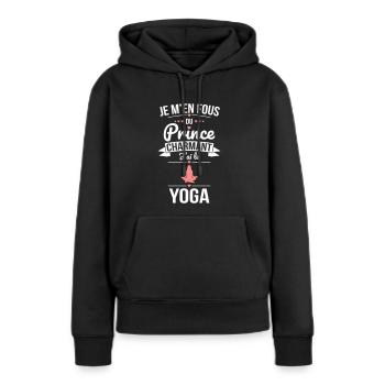 Je m'en fous du prince charmant - J'ai le yoga - Sweat à capuche Premium bio Femme - noir - Devant - Julia (174cm)