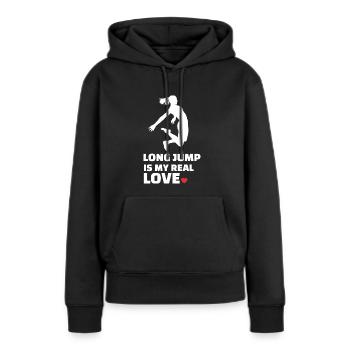 Ich Liebe Weitsprung - Frauen Premium Bio Hoodie - Schwarz - Vorne - Julia (174cm)
