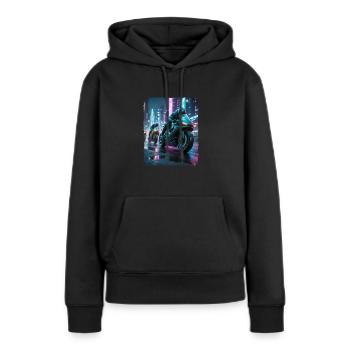 Motards cyberpunk - Sweat à capuche Premium bio Femme - noir - Devant - Julia (174cm)