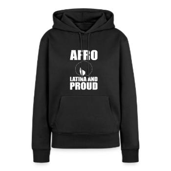 Afro Latina - Sweat à capuche Premium bio Femme - noir - Devant - Julia (174cm)