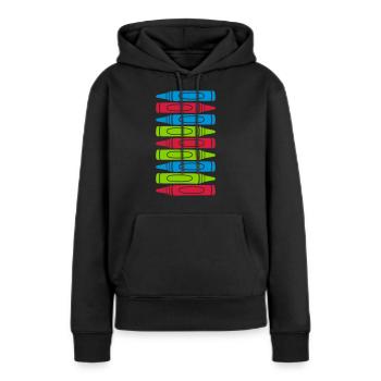 Beaucoup de crayons de cire cool design - Sweat à capuche Premium bio Femme - noir - Devant - Julia (174cm)