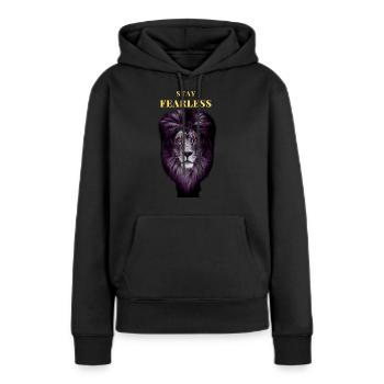 Bleib furchtlos Löwe - Furchtloser Löwe - Löwenher - Frauen Premium Bio Hoodie - Schwarz - Vorne - Julia (174cm)