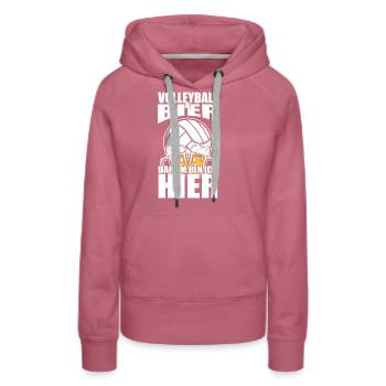 Lustiger Spruch Volleyball Bier darum bin ich hier - Frauen Premium Bio Hoodie - Malve - Vorne - Isabella (175cm)
