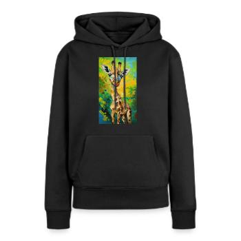Girafe Peinture Peinture Art bande dessinée - Sweat à capuche Premium bio Femme - noir - Devant - Julia (174cm)