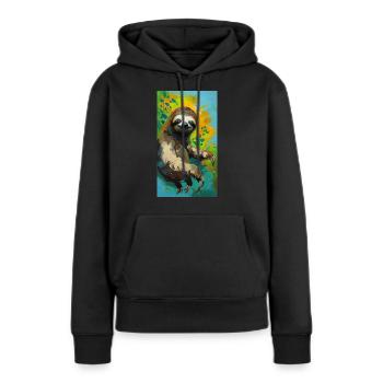 Peinture de paresseux Faultier gemälde kunst BD art - Sweat à capuche Premium bio Femme - noir - Devant - Julia (174cm)