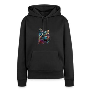 Colorful American Shorthair Cat Gaze - Frauen Premium Bio Hoodie - Schwarz - Vorne - Julia (174cm)