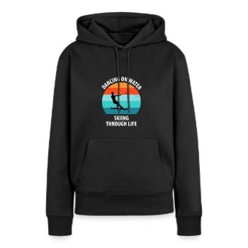 Ski nautique, ski nautique, skieurs nautiques - Sweat à capuche Premium bio Femme - noir - Devant - Julia (174cm)