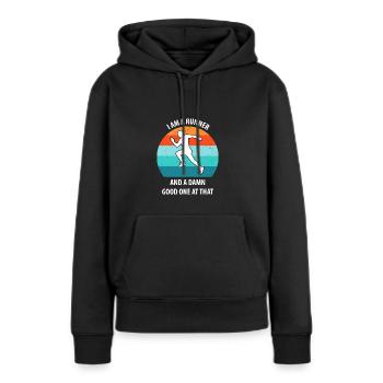 Faire du jogging - Sweat à capuche Premium bio Femme - noir - Devant - Julia (174cm)