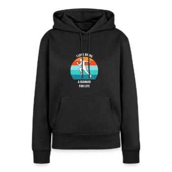 Faire du jogging - Sweat à capuche Premium bio Femme - noir - Devant - Julia (174cm)