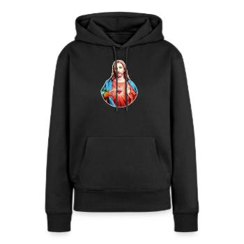 Jésus-Christ | Jésus-Christ | Noël Noël - Sweat à capuche Premium bio Femme - noir - Devant - Julia (174cm)