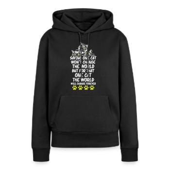 Amoureux des chats - Sweat à capuche Premium bio Femme - noir - Devant - Julia (174cm)