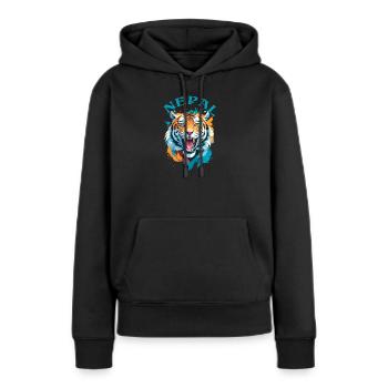 Tigre Du Népal - Sweat à capuche Premium bio Femme - noir - Devant - Julia (174cm)