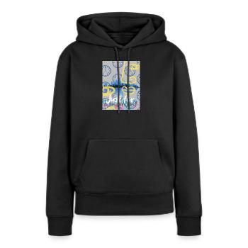 Juste un instant - Sweat à capuche Premium bio Femme - noir - Devant - Julia (174cm)