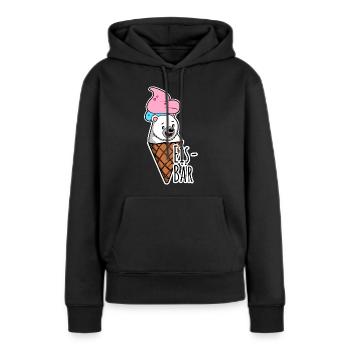 Eisbär in freier Wildbahn an der Eisdiele, LECKER! - Frauen Premium Bio Hoodie - Schwarz - Vorne - Julia (174cm)