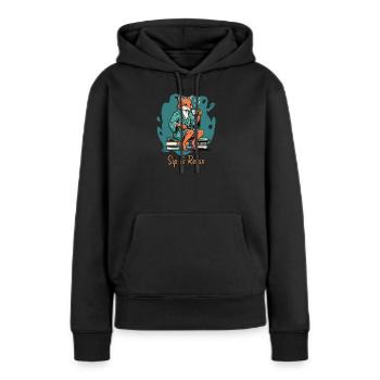 Fuchs Tee & Bücher Lounge - Frauen Premium Bio Hoodie - Schwarz - Vorne - Julia (174cm)