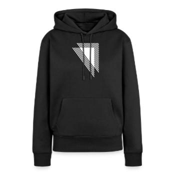 Geometrische Dreiecke Diagonales Monochromes Gitter - Frauen Premium Bio Hoodie - Schwarz - Vorne - Julia (174cm)