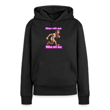 Marathon Maniac Coureur de dessins animés - Sweat à capuche Premium bio Femme - noir - Devant - Julia (174cm)