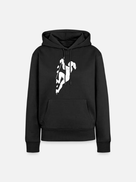 Athletische Bouldern Silhouette Frau - Frauen Premium Bio Hoodie - Schwarz