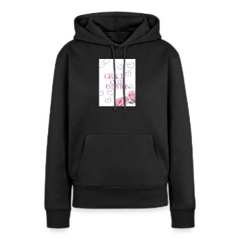 La grâce sur tout Cœur floral - Sweat à capuche Premium bio Femme - noir - Devant - Julia (174cm)