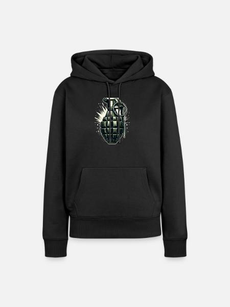 Detonate-Design: Klassische Granate - Frauen Premium Bio Hoodie - Schwarz