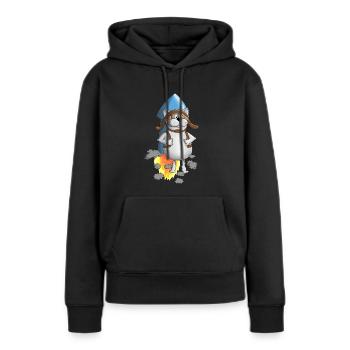 Neuanfang - Rakete - Comic - Frauen Premium Bio Hoodie - Schwarz - Vorne - Julia (174cm)