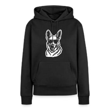 Schäferhund Hund Hundekopf - Frauen Premium Bio Hoodie - Schwarz - Vorne - Julia (174cm)