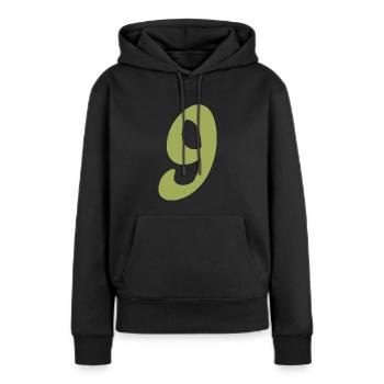 9 - Sweat à capuche Premium bio Femme - noir - Devant - Julia (174cm)