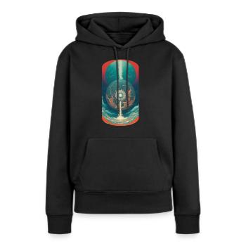 Sphère - Sweat à capuche Premium bio Femme - noir - Devant - Julia (174cm)
