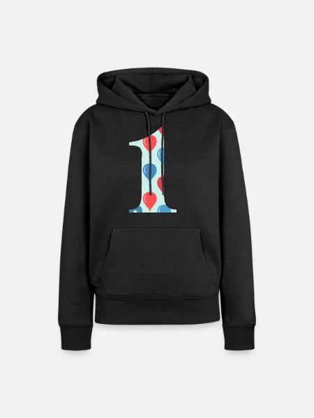 Ballon zum 1. Jubiläum - Frauen Premium Bio Hoodie - Schwarz