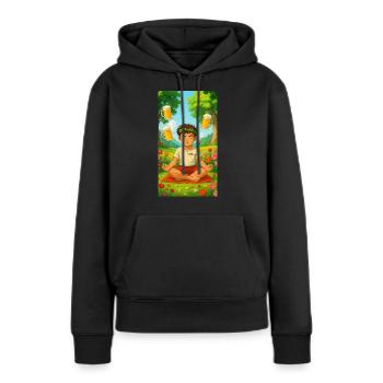 Méditation sur le jus de pomme - Sweat à capuche Premium bio Femme - noir - Devant - Julia (174cm)