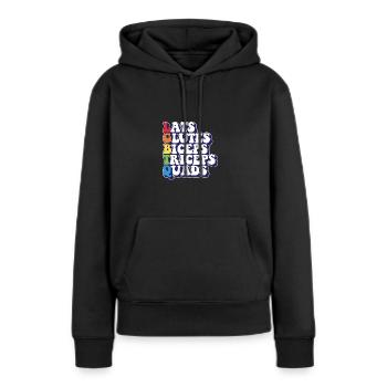 LGBTQ Rainbow Pride Lats Fessiers Biceps Triceps - Sweat à capuche Premium bio Femme - noir - Devant - Julia (174cm)