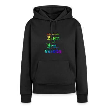 Endlich wieder Bier und Brü.. Würste | Party - Frauen Premium Bio Hoodie - Schwarz - Vorne - Julia (174cm)