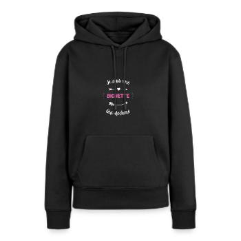 Je suis une bichette qui déchire - Sweat à capuche Premium bio Femme - noir - Devant - Julia (174cm)