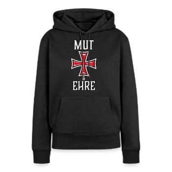 29 Mut und Ehre Templer Kreuz Ritter - Frauen Premium Bio Hoodie - Schwarz - Vorne - Julia (174cm)