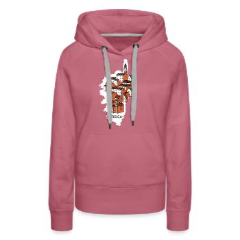 Carte de l’île de Corse avec maisons Corse France - Sweat à capuche Premium bio Femme - mauve - Devant - Isabella (175cm)